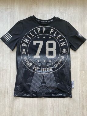 Philipp Plein 78 Rhinestone Crystal Skull T-Shirt Size XXL Black Made For Heroes